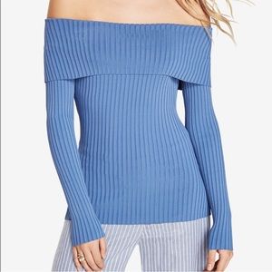 Blue BCBG off the shoulder long sleeve